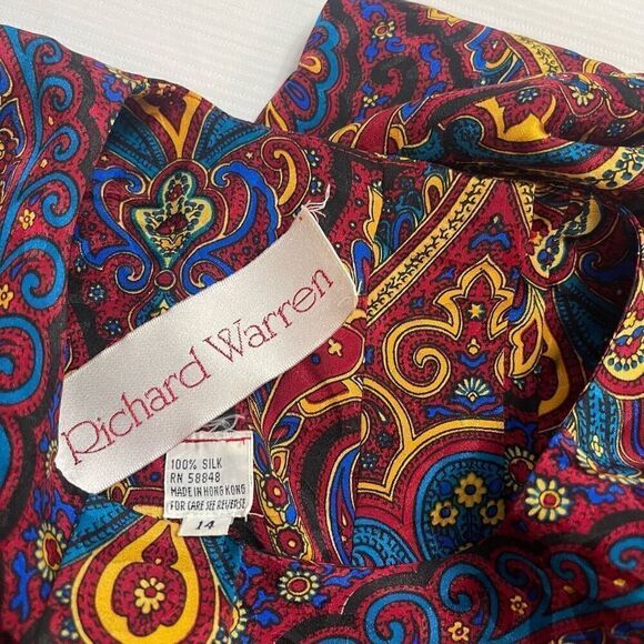 Richard Warren VTG 100% Silk Paisley Skirt Set Size 14 - Picture 11 of 15
